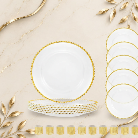 Beaded Luxury Plates – Image 16 – Marble Gold Background