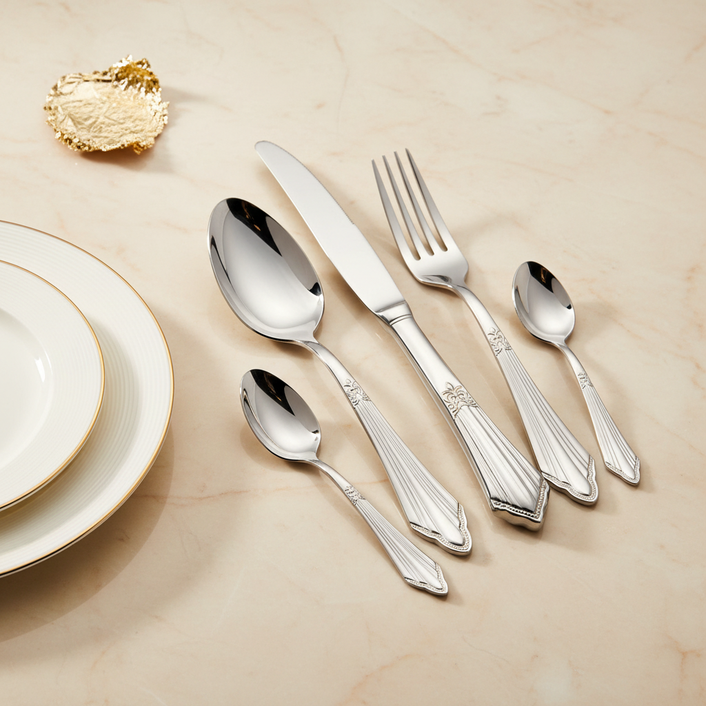 4-piece with Gold Rim Plate