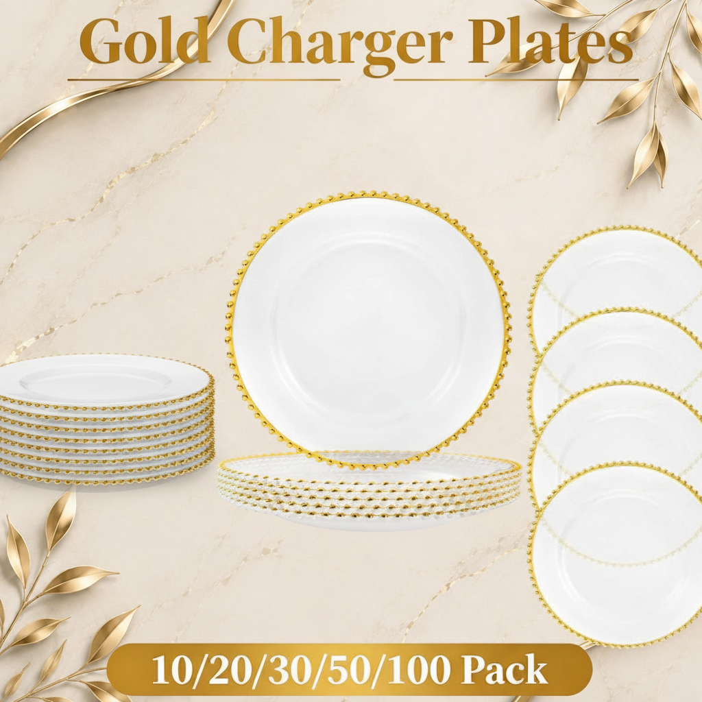 Beaded Luxury Plates – Image 1 – Marble Gold Background