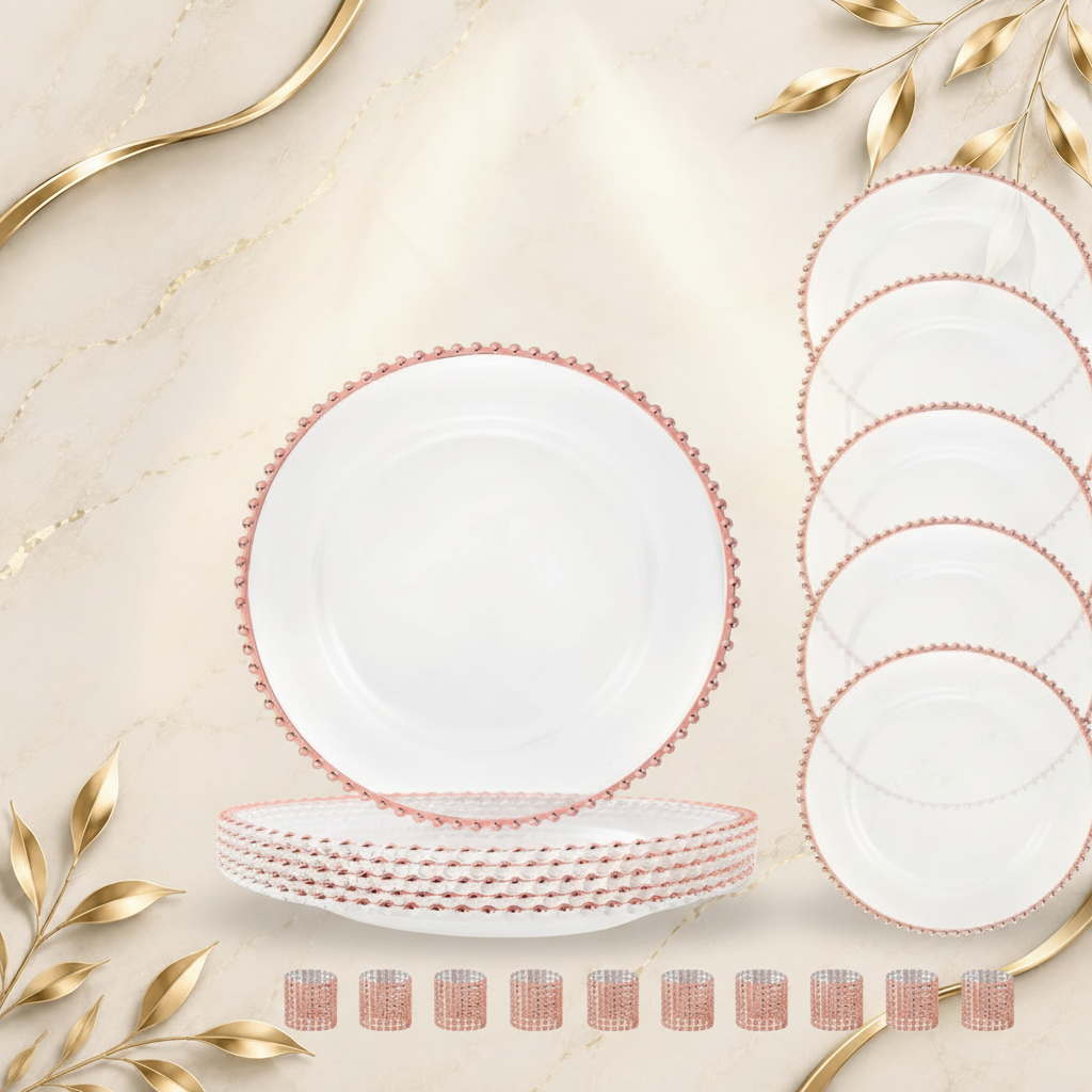 Beaded Luxury Plates – Image 17 – Marble Gold Background