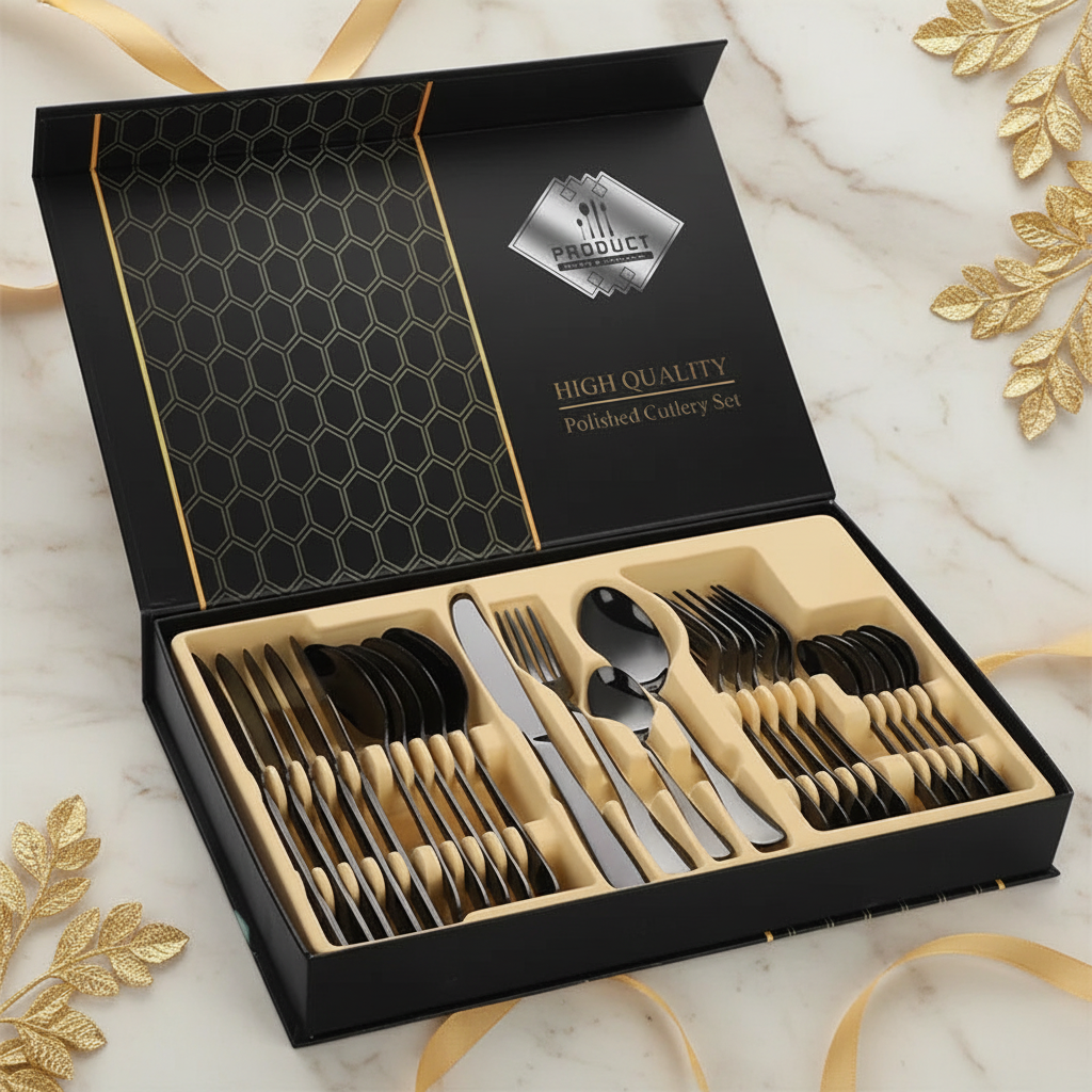 Black Gift Box on Brand Background