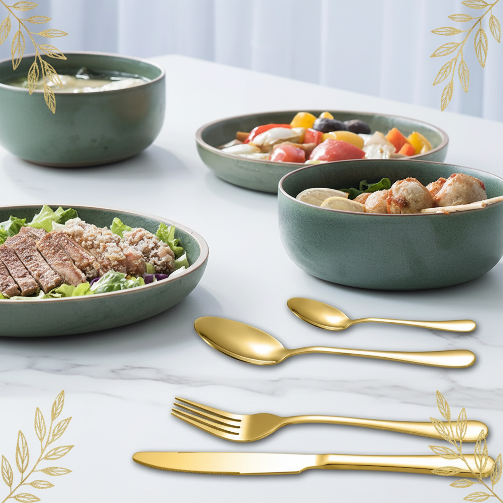 Gold Lifestyle Dining on Brand Background