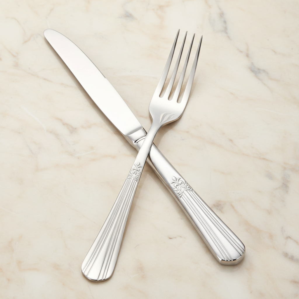Knife and Fork on Marble
