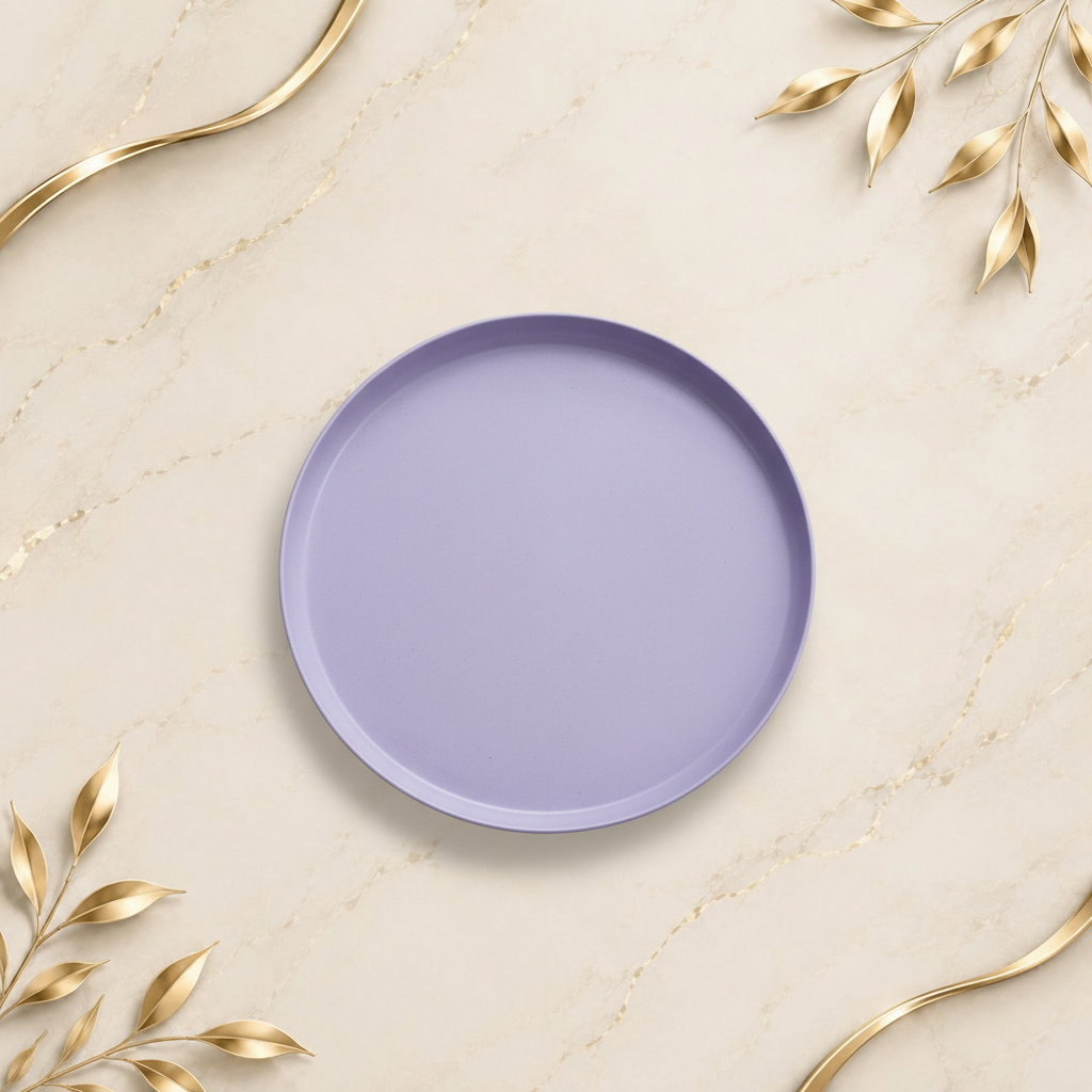 Lilac Plate – Marble Gold Background