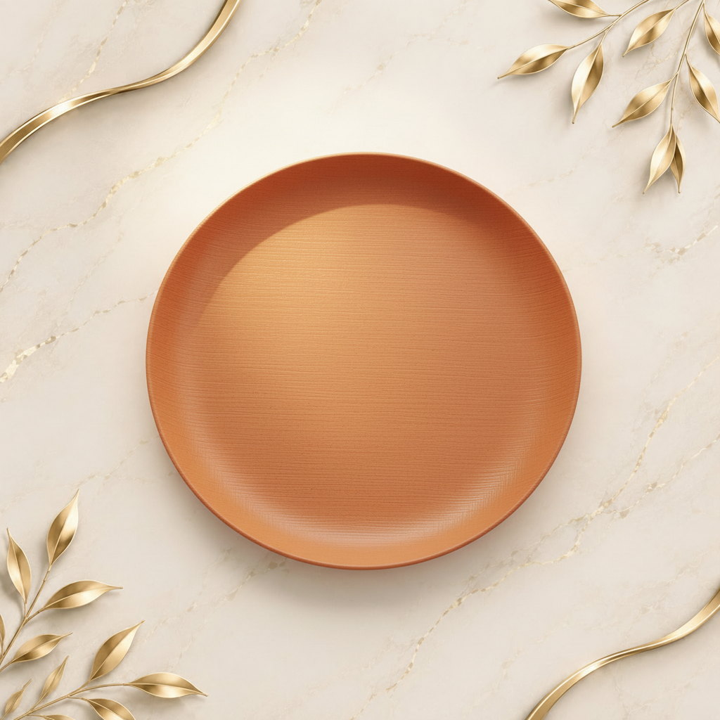 Orange Plate – Marble Gold Background