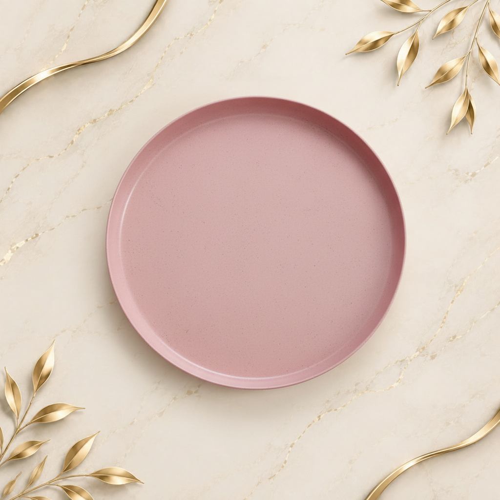 Pink Plate – Marble Gold Background