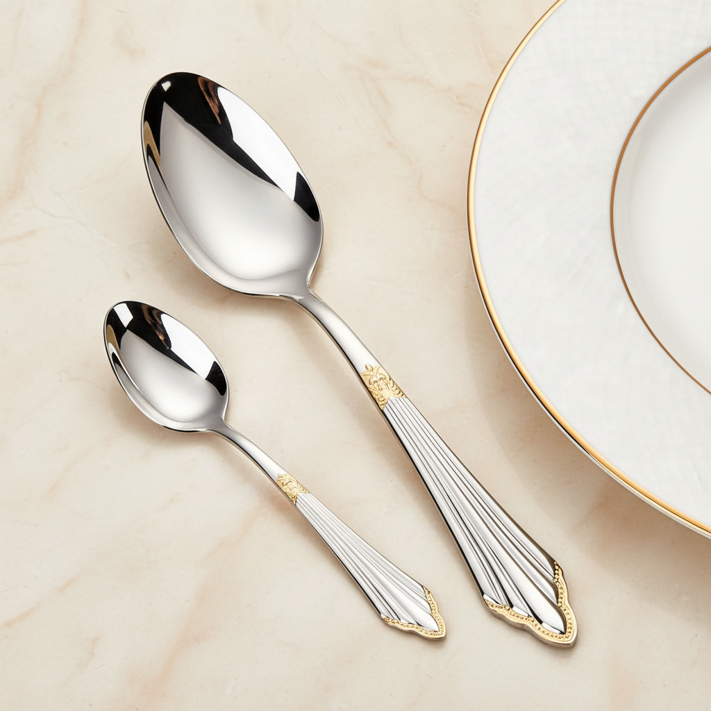 Spoons Angled on Marble